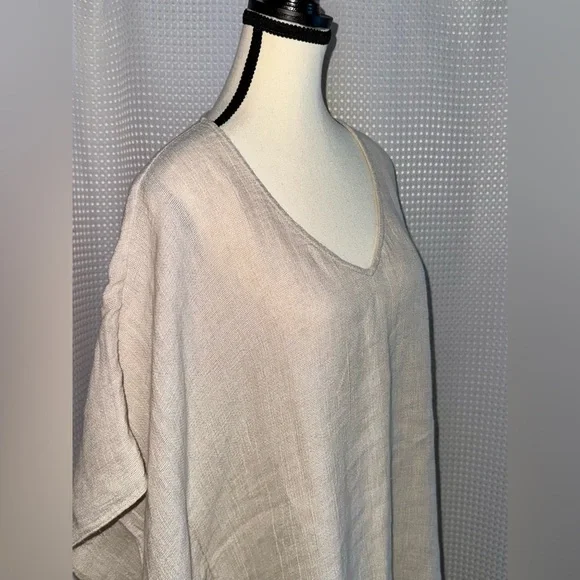 MICHAEL KORS 100% linen beige poncho size Large/XL - Picture 2 of 14